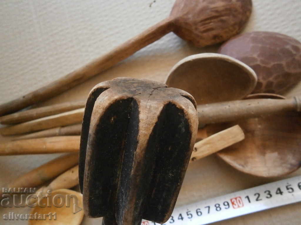 wooden primitive spoon spindle stirrer lot - 6 wooden primitive spoon spindle stirrer lot - 6