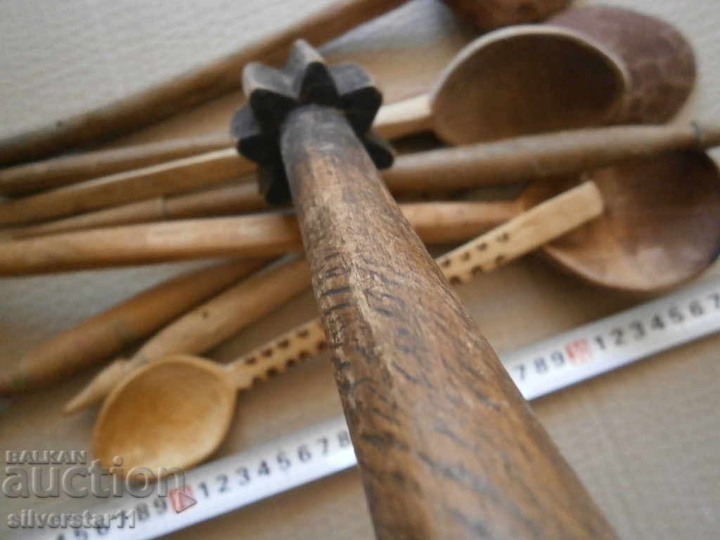 wooden primitive spoon spindle stirrer lot - 7 wooden primitive spoon spindle stirrer lot - 7