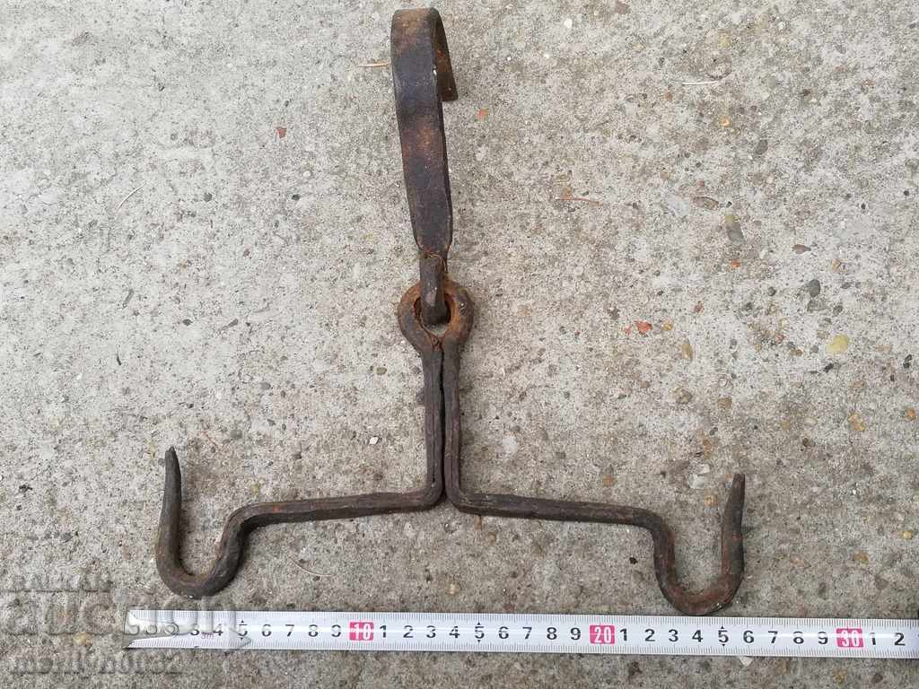An old forged scraping hook, double twin - 6 An old forged scraping hook, double twin - 6