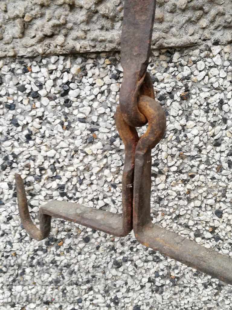 An old forged scraping hook, double twin - 7 An old forged scraping hook, double twin - 7