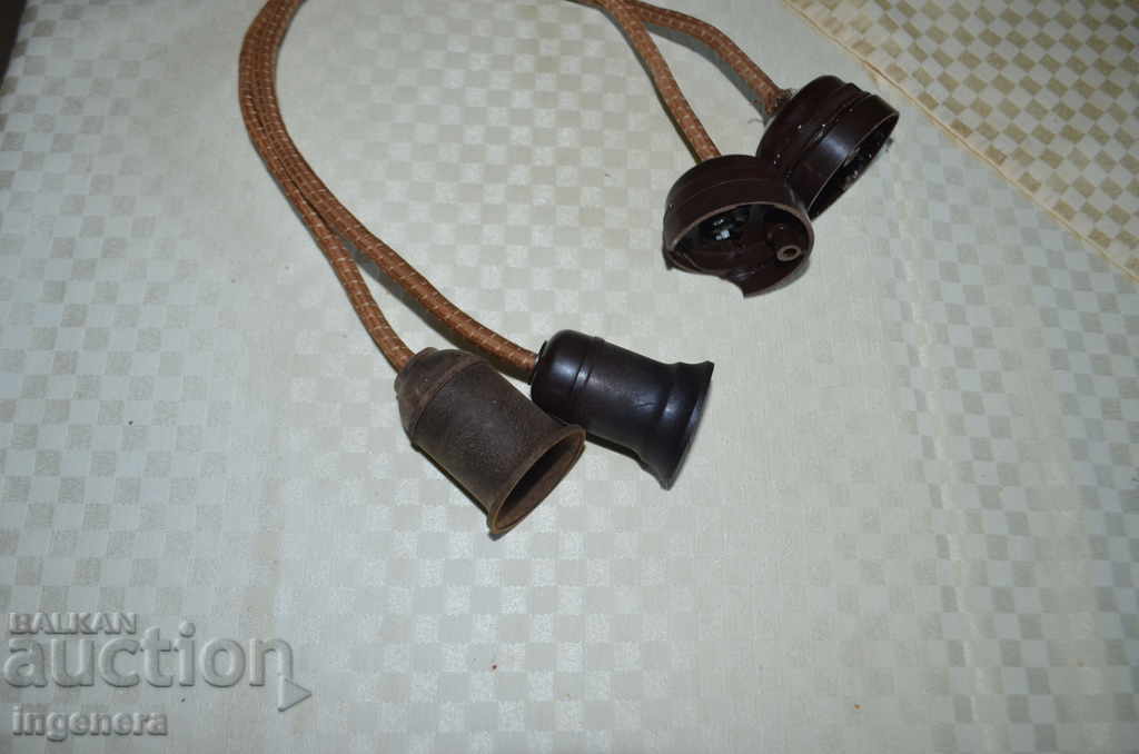 Socket and rosette with retro-cable-old bakelite
