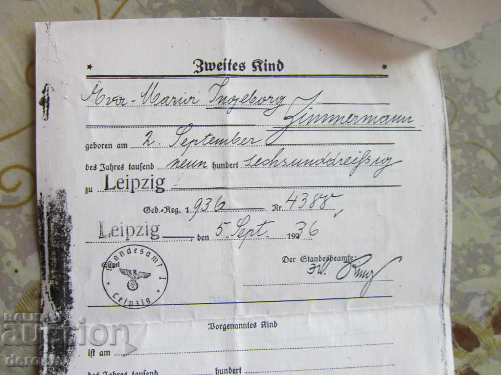 Auction Old German police registration document Third Reich Auction Old German police registration document Third Reich