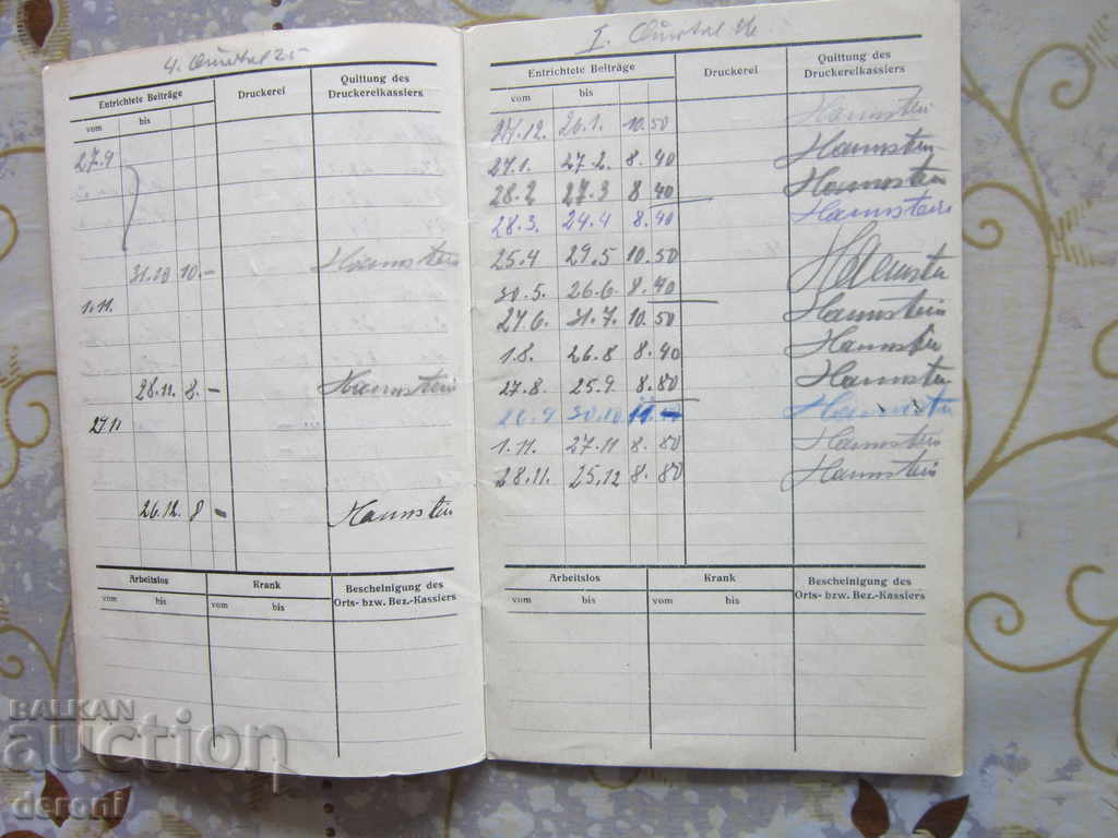 Old German Document Book Card 1924 Third Reich - 5 Old German Document Book Card 1924 Third Reich - 5