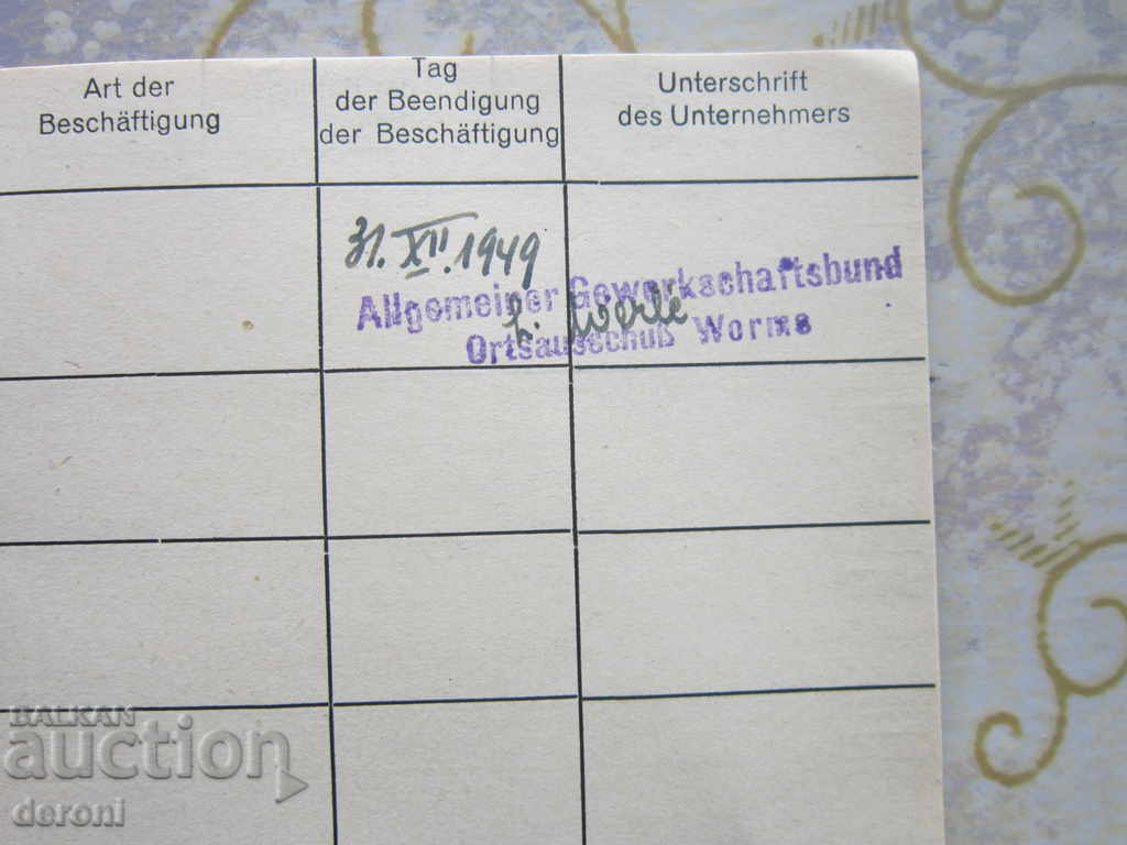 Old German Document Book Card 1945 Third Reich - 5 Old German Document Book Card 1945 Third Reich - 5