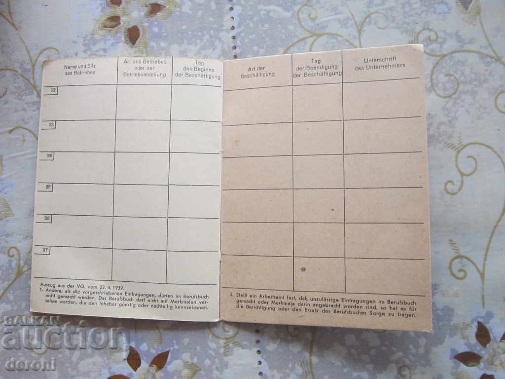 Old German Document Book Card 1945 Third Reich - 6 Old German Document Book Card 1945 Third Reich - 6