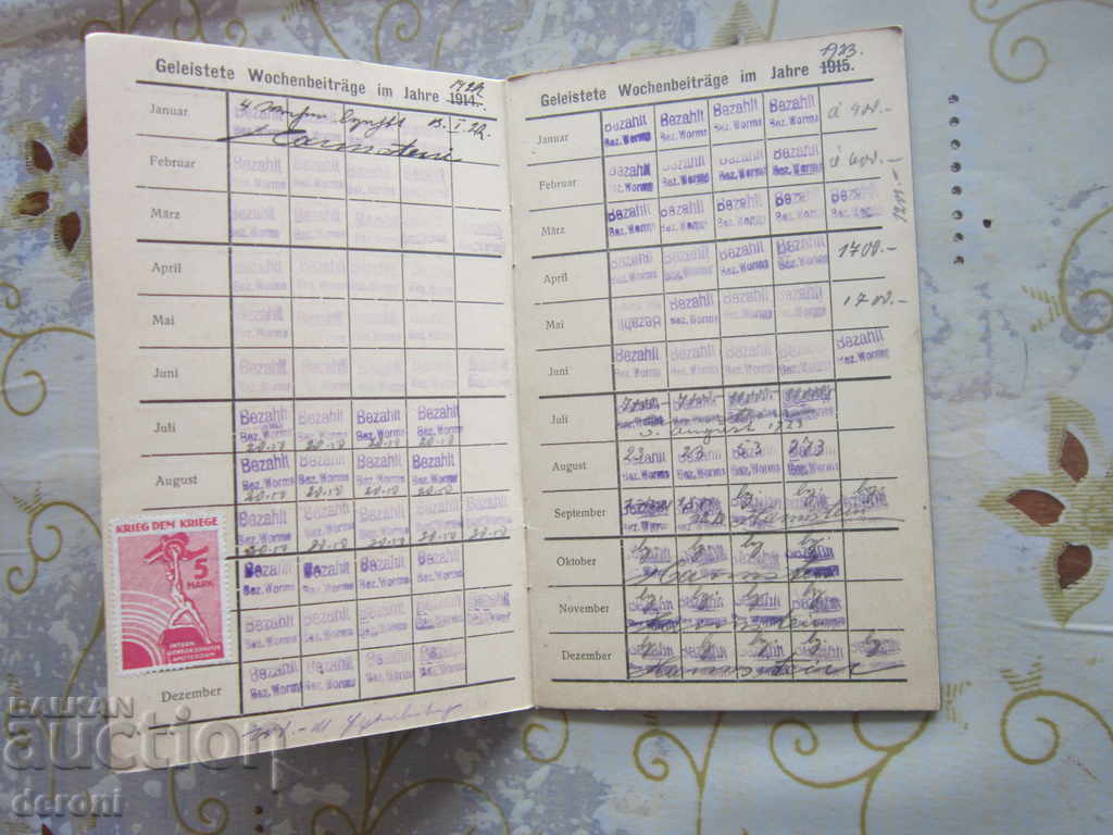 Auction Old German Document Book Card 1921 Auction Old German Document Book Card 1921