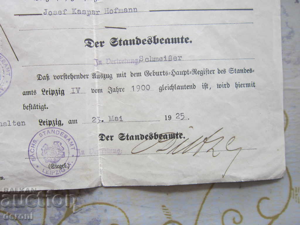 Delivery of Old German Document Declaration Statement 1925 Delivery of Old German Document Declaration Statement 1925