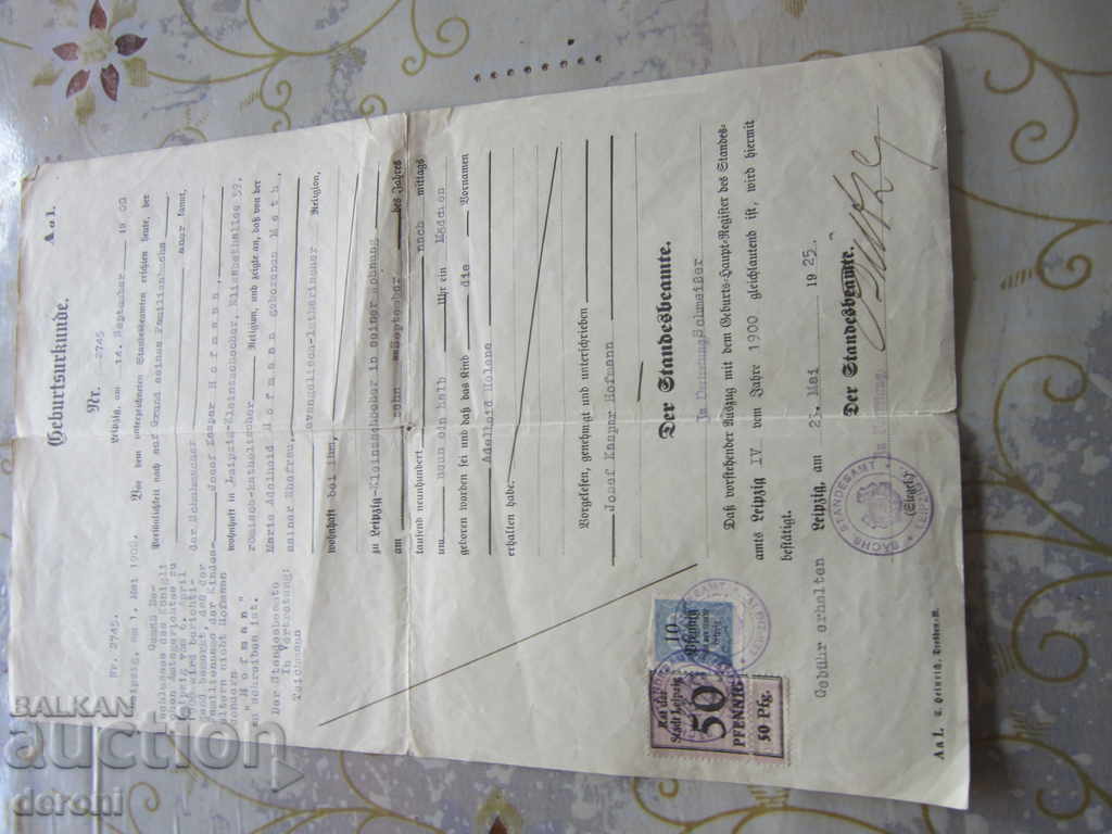 Old German Document Declaration Statement 1925 - 5 Old German Document Declaration Statement 1925 - 5