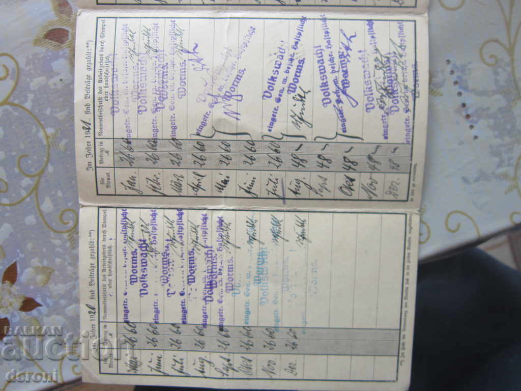 Old German Document Insurance Card Card 1925 - 5 Old German Document Insurance Card Card 1925 - 5