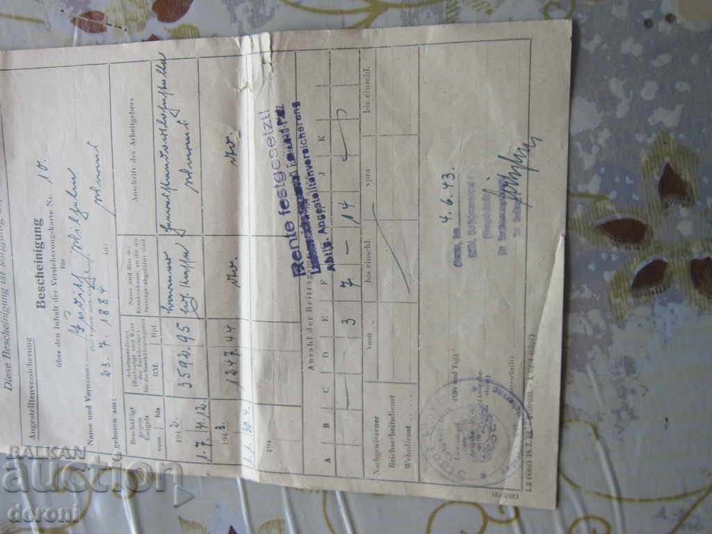 Delivery of Old German bill of credit Third Reich Delivery of Old German bill of credit Third Reich