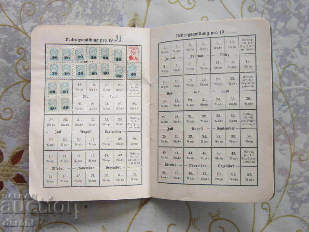 Auction  German Party Membership Card 1908 SPD Third Reich