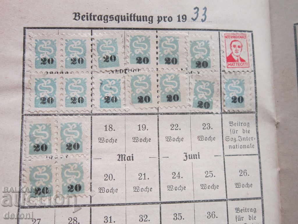 Delivery of German Party Membership Card 1908 SPD Third Reich