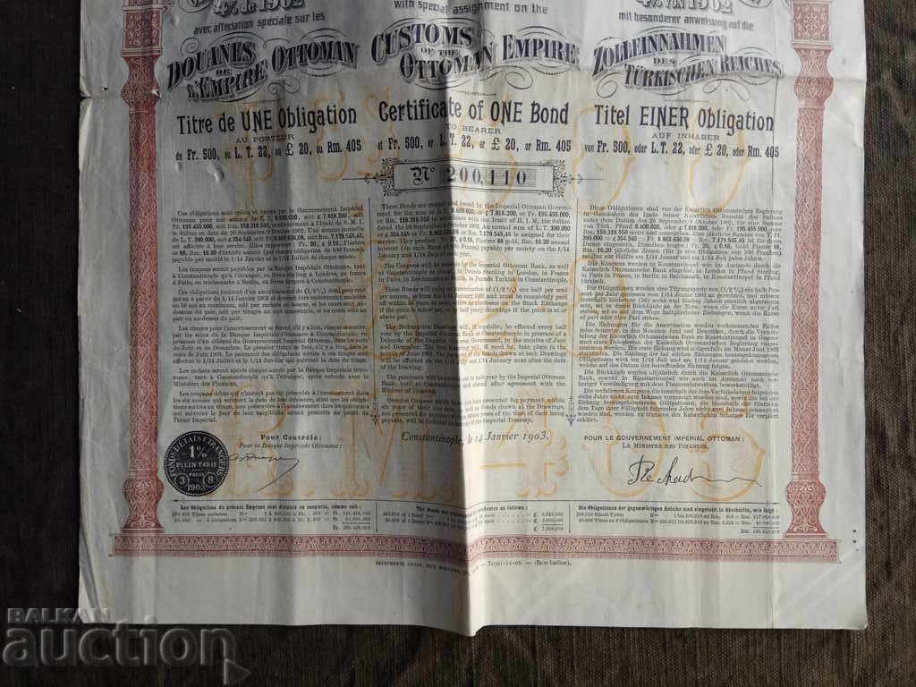 Delivery of 1902 Ottoman Bond