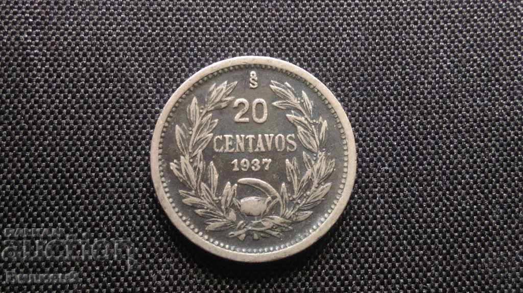 Chile 20 Sentavas 1937 S