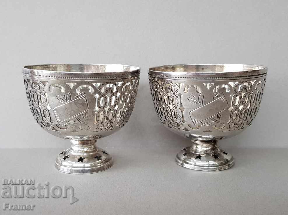 CHIFT ROSE Ottoman Silver Turtles with Tugers 19th Century