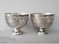 CHIFT ROSE Ottoman Silver Turtles with Tugers 19th Century