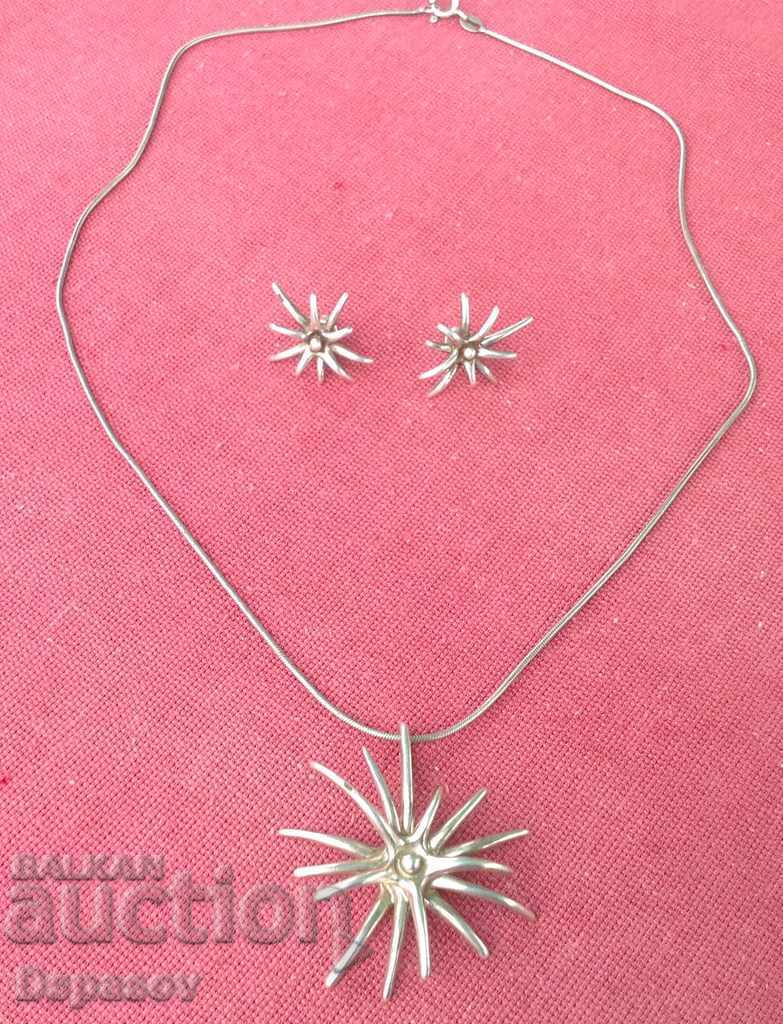 Silver Necklace and Earrings Set