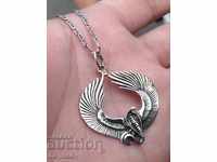 Silver Necklace with Pendant Snake with Wings