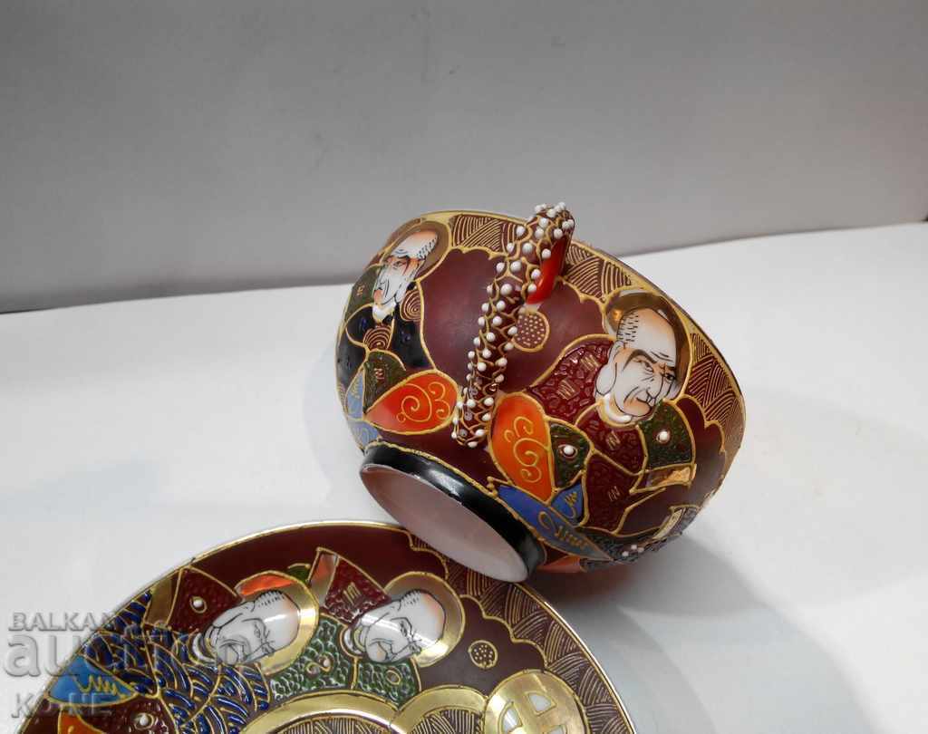 Japanese porcelain cups with tea plates - 6