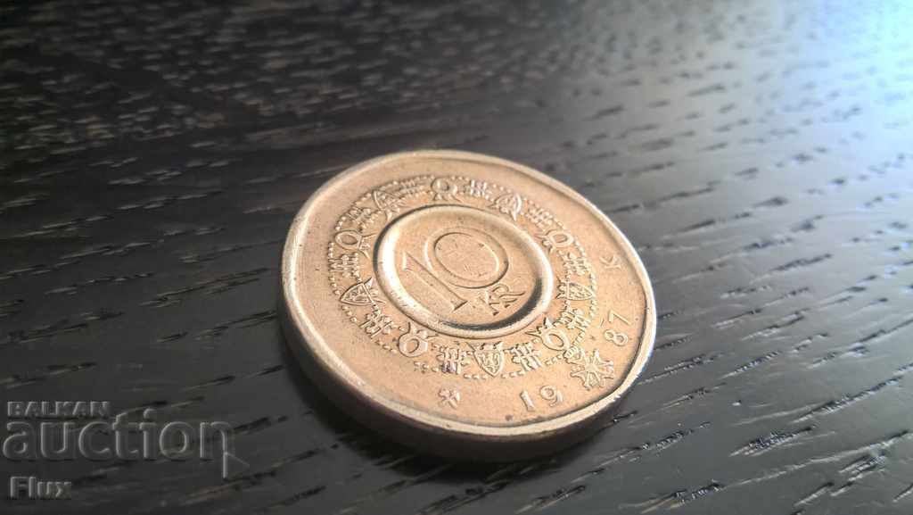 Mонета - Норвегия - 10 крони | 1987г.