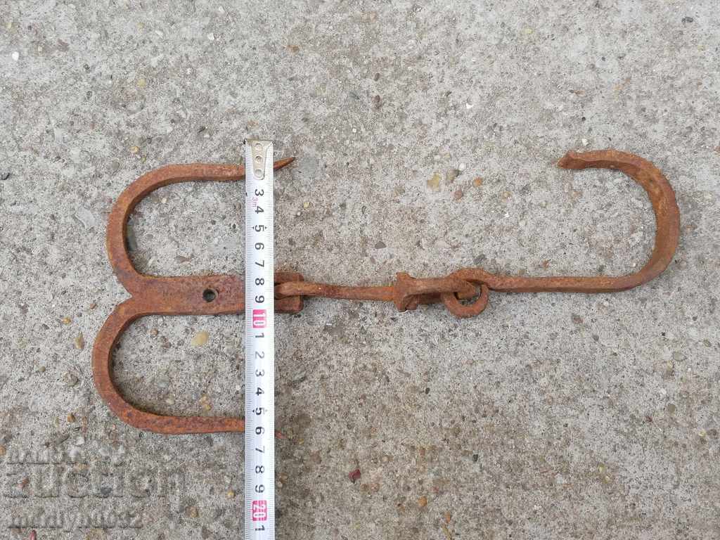 Antique Wrought Iron Hook, Double Hook - 5 Antique Wrought Iron Hook, Double Hook - 5