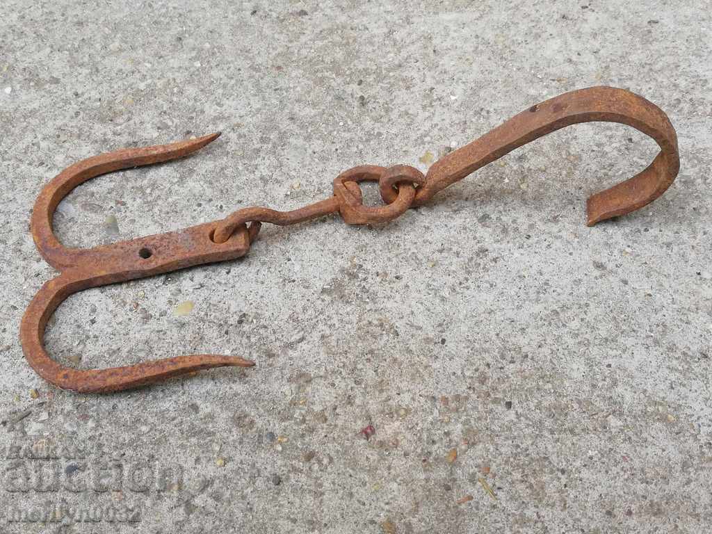 Antique Wrought Iron Hook, Double Hook - 6 Antique Wrought Iron Hook, Double Hook - 6