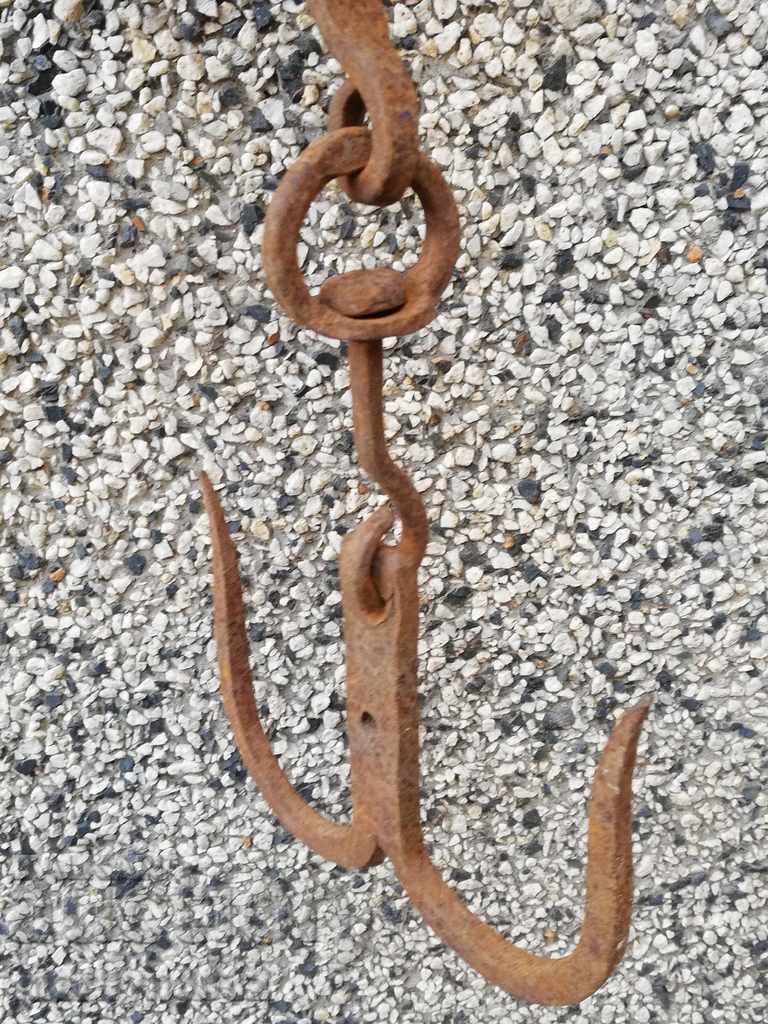 Antique Wrought Iron Hook, Double Hook - 7 Antique Wrought Iron Hook, Double Hook - 7