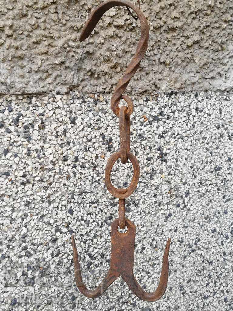 Auction  An old forged scraping hook, double twin