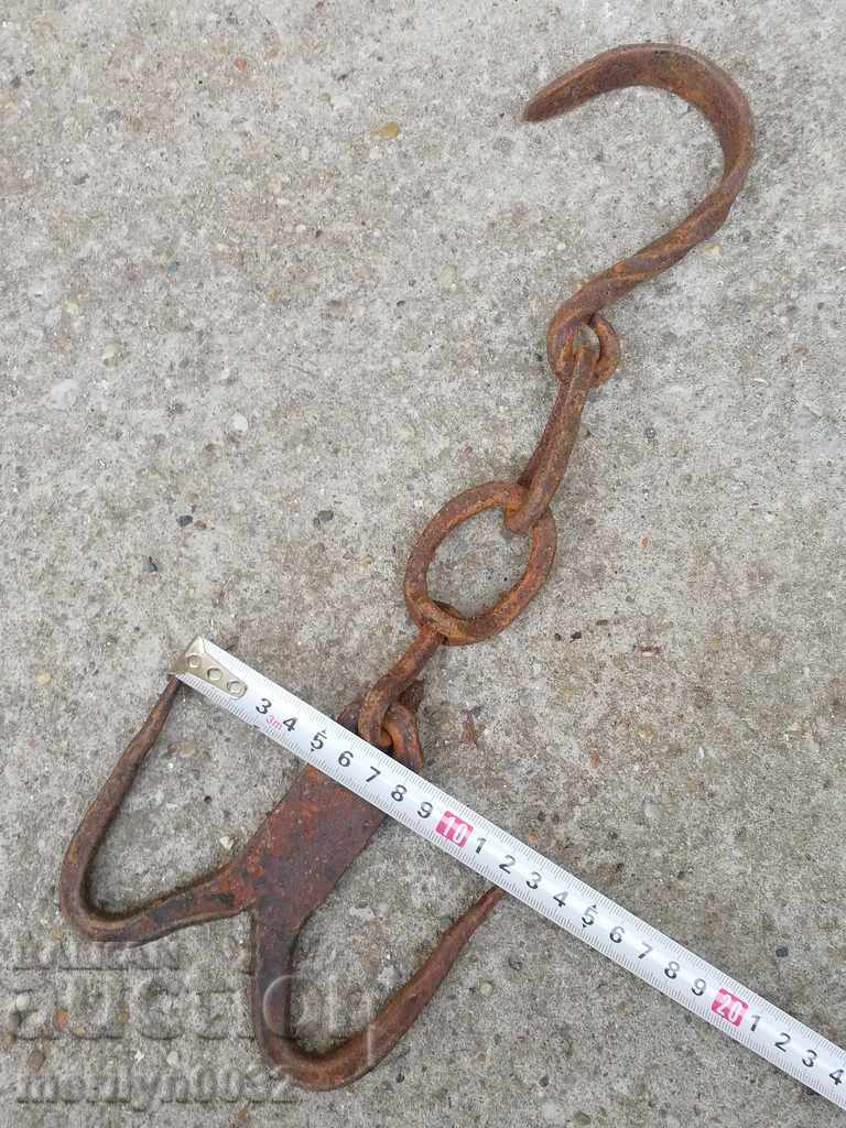 An old forged scraping hook, double twin - 5