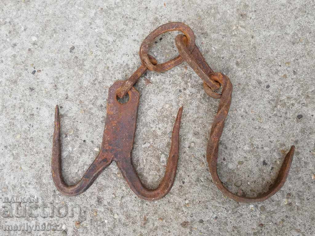 An old forged scraping hook, double twin - 7