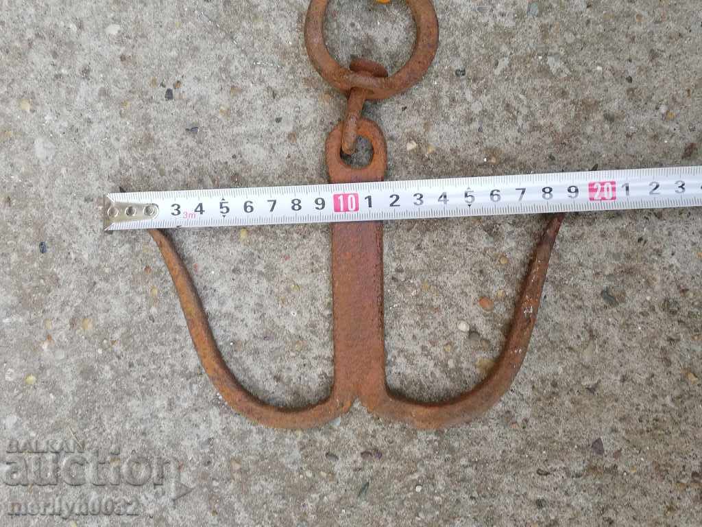 An old forged scraping hook, double twin with price 39.00 BGN | € 19.94 An old forged scraping hook, double twin with price 39.00 BGN | € 19.94