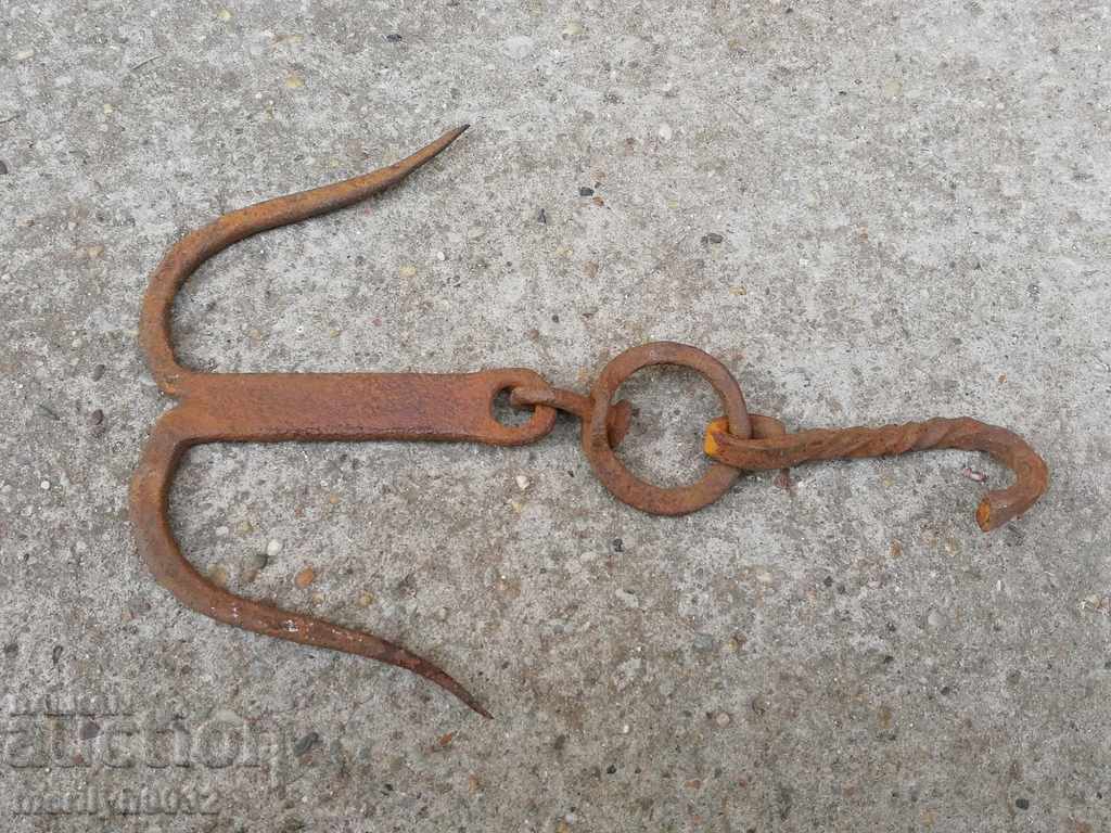 An old forged scraping hook, double twin - 6 An old forged scraping hook, double twin - 6