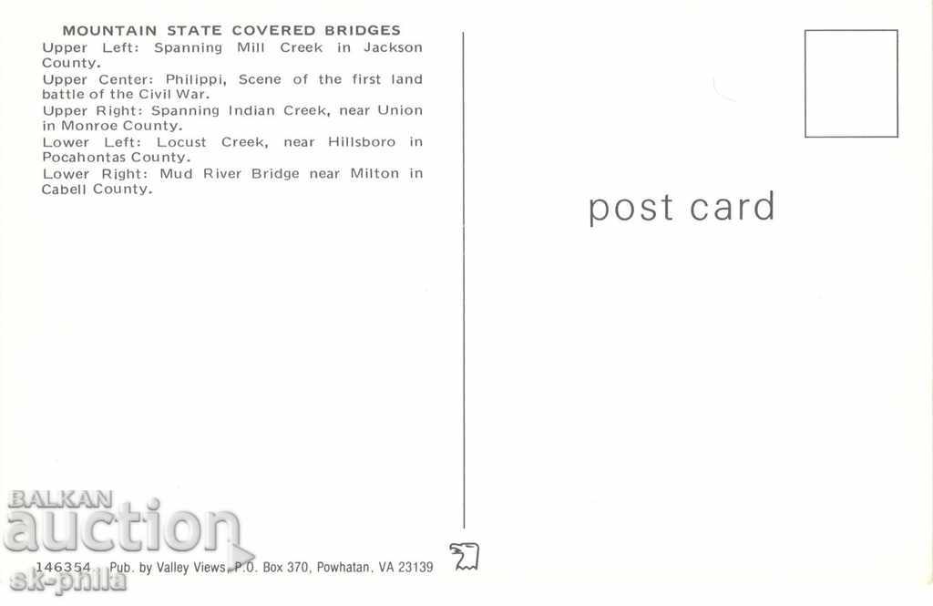 Postcard - West Virginia, Covered Bridges with price 0.70 BGN | € 0.36