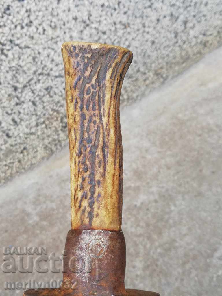 Cuțit de vânătoare vechi cu mâner de coarne - 5 Cuțit de vânătoare vechi cu mâner de coarne - 5
