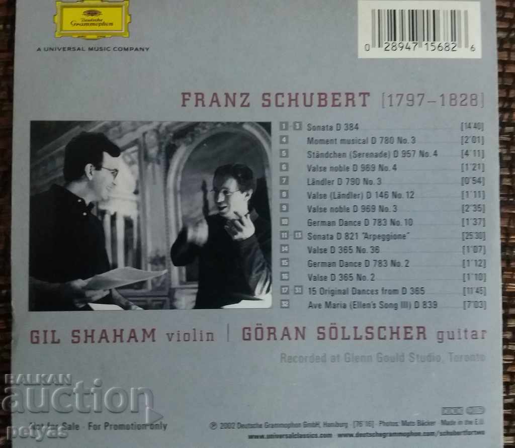 SD - Schubert for two / Gil Shaham * Goran Sollscher-CD with price 5.50 BGN | € 2.81 SD - Schubert for two / Gil Shaham * Goran Sollscher-CD with price 5.50 BGN | € 2.81