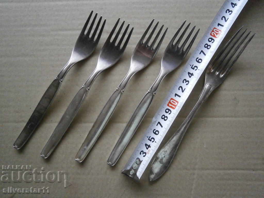 Lot of old thick silvered forks 100 microns