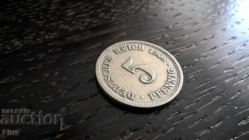 Reich monede - Germania - 5 pfenigi | 1908. seria D