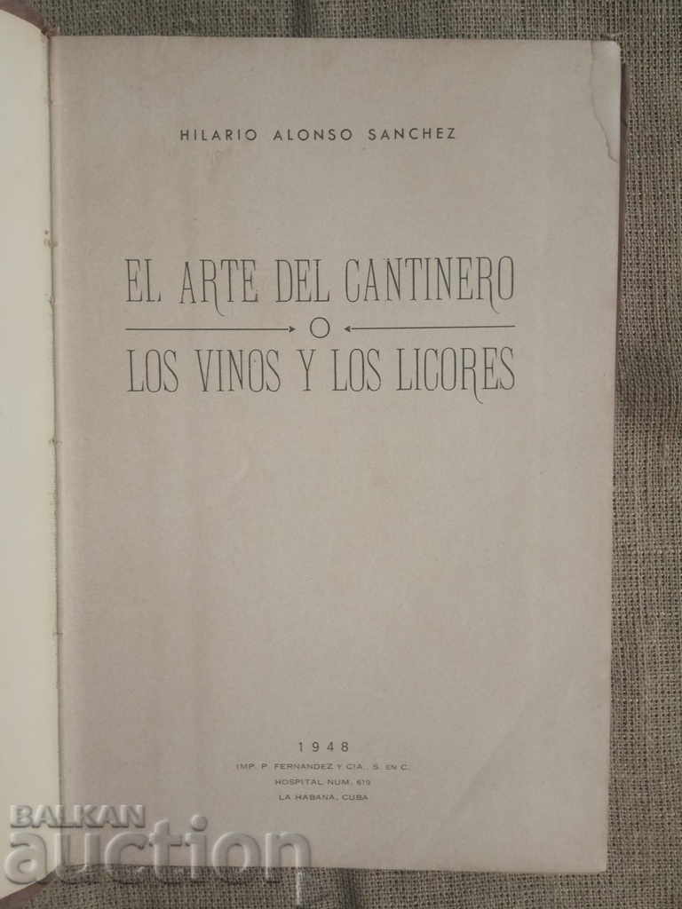 El Arte del Cantinero. Hilaro Alonso Sanchez 1948 Cuba