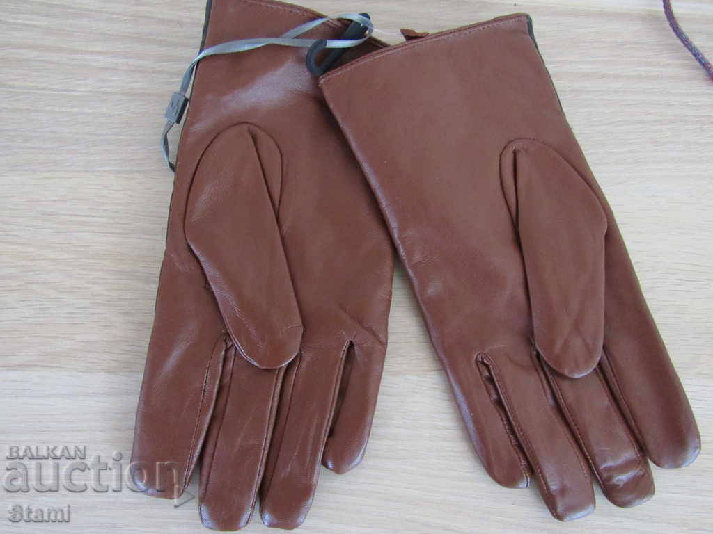 Leather men's black and brown gloves, new - 5