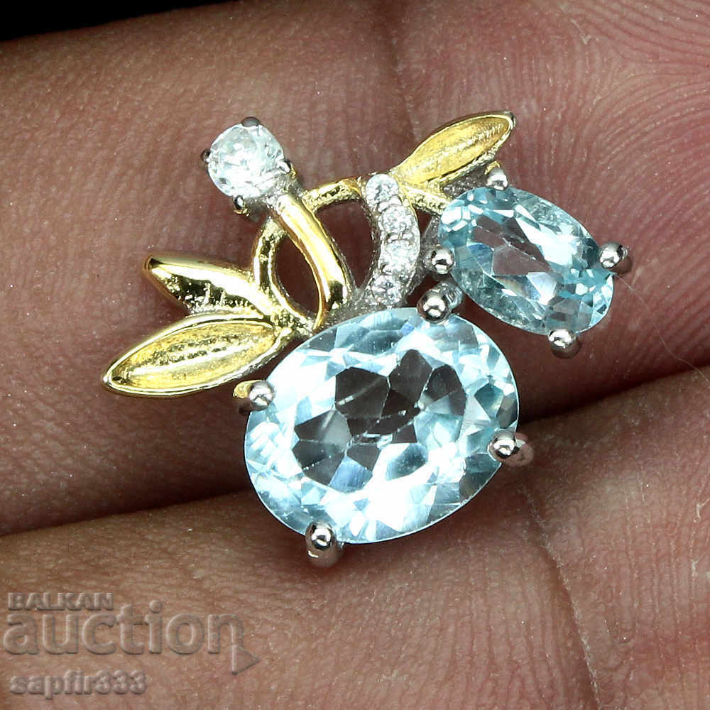 GENTLE FINE SILVER MEDALLION WITH NATURAL TOPAZ AND ZIRCONIA with price 147.00 BGN | € 75.16