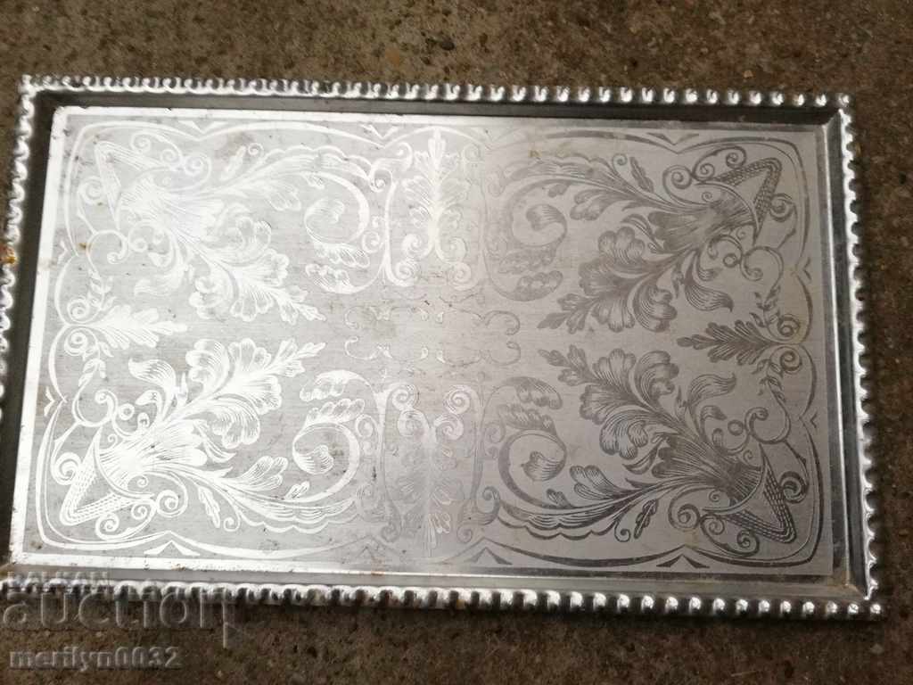 Old aluminum tray, tray, plateau, service with price 20.00 BGN | € 10.23