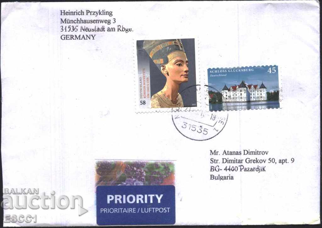 Пътувал плик с марки Кралица Нефертити Замък 2013 Германия