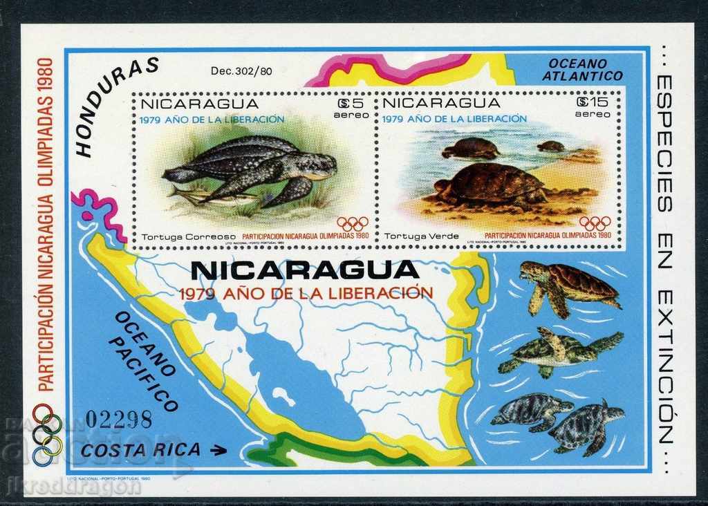 Nicaragua Migration Turtles Olympics Moscow bl. 1980 MNH