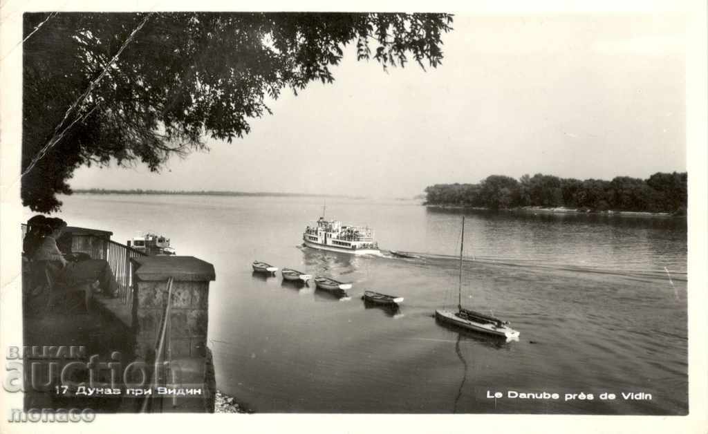 Old card - Vidin - Danube with barges