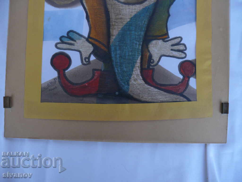 Auction Interesting Picture Signed - Clown interesting technique Auction Interesting Picture Signed - Clown interesting technique