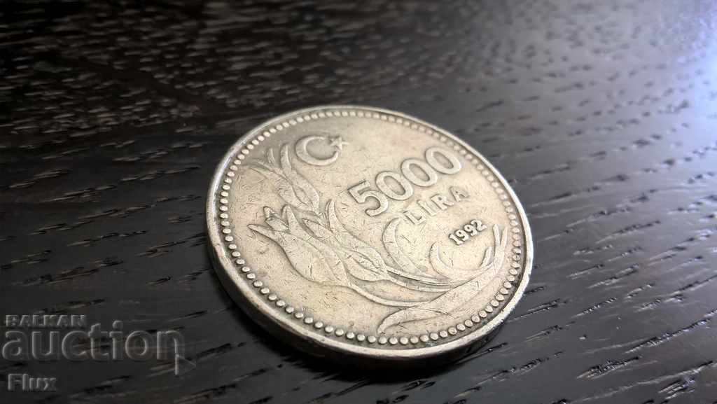 Moneda - Turcia - 5000 de lire sterline 1992.