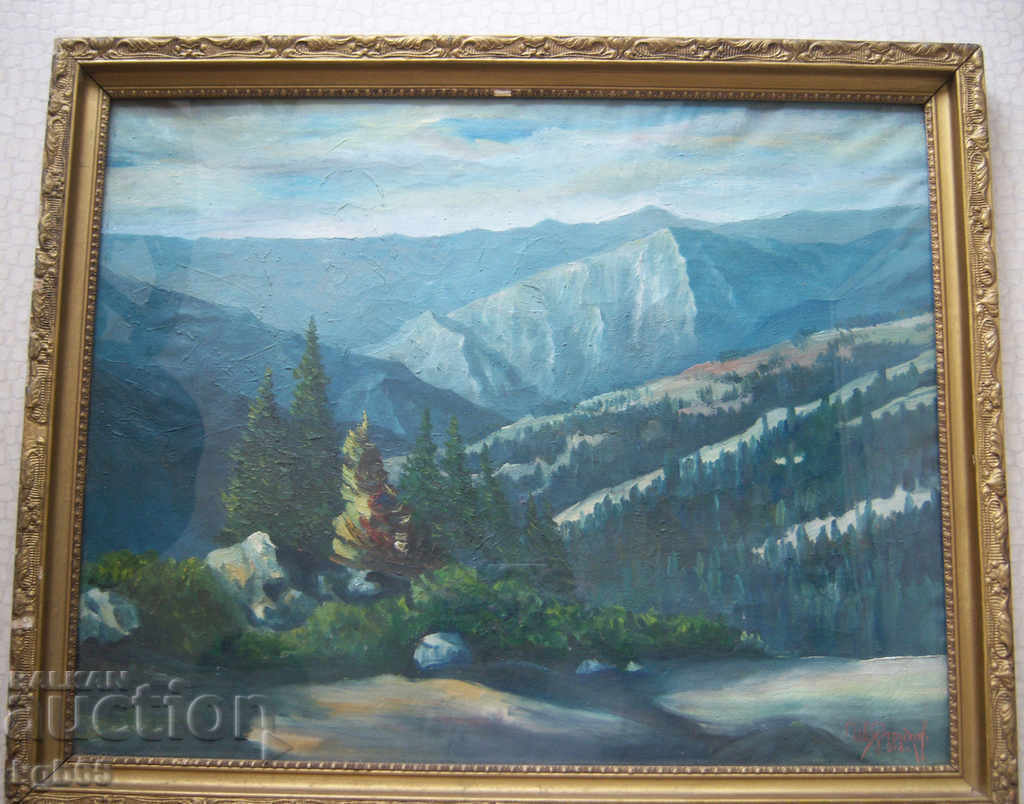 Old painting. Landscape oil.