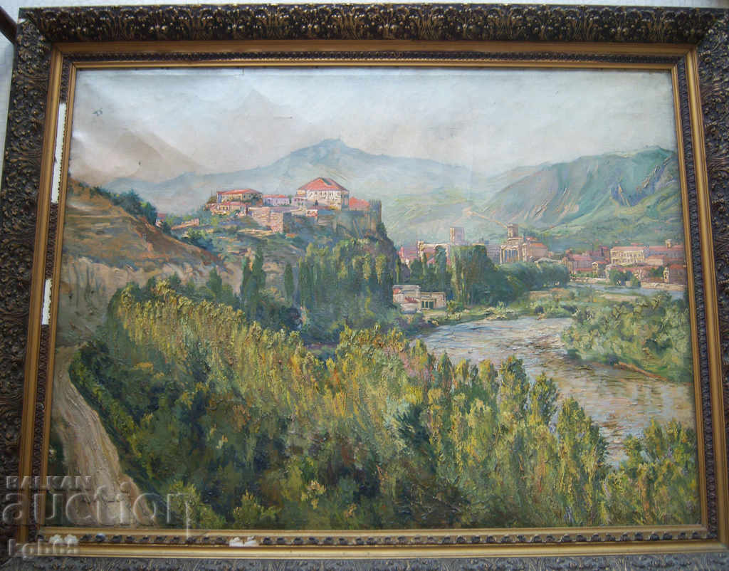 Very old picture. Landscape oil.