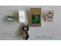 Lot old badges with a sports theme from Soc