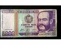 Banknota - Περού - Ίντι 5000 | 1988.